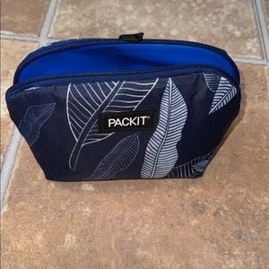 PackIt Blue Leaf Print Pouch Reusable Freezer Bag Snack Bag Zipper Unisex